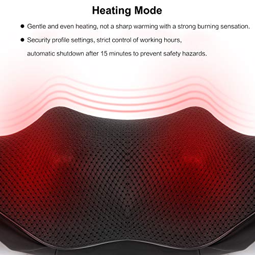 Neck Massager, Shiatsu Back Massagers with Heat Function and Electric Deep Tissue 3D Kneading, Relieve Muscle Pain, for Shoulder, Travel, Office, Home, Car - Thumbnail 4