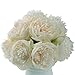 Lvydec Vintage Peony Artificial Flowers - 2 Pack Silk Peony Bouquet with 10 Flower Heads For Wedding Home Decoration (Cream White)
