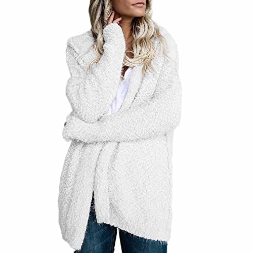 Women's Hooded Cardigan,Toponly Womens Fall Spring Long Sleeve Cardigan Loose Sweater Hoodies Coat Casual Jumper Polyester (White, M)