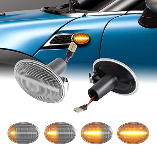 OZ-LAMPE Turn Signal Light, Dynamic Side Indicator Flowing Side Marker Repeater Clear For MINI Cooper R55 Clubman R56 Hatch R57 Convertible R58 Coupe R59 Roadster