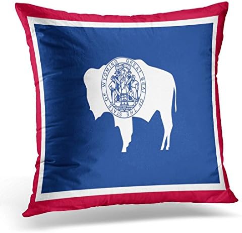 Kjalioeig-Throw Cushion Pillow Covers Wyomingite Official Flag Symbol American Patriotic Usa United States of America the Us Wyoming in Correct Comfortable material Size: 18x18 Inch