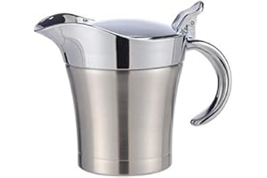 26 oz Double Insulated Silver Gravy Boat Jug with Hinged Lid