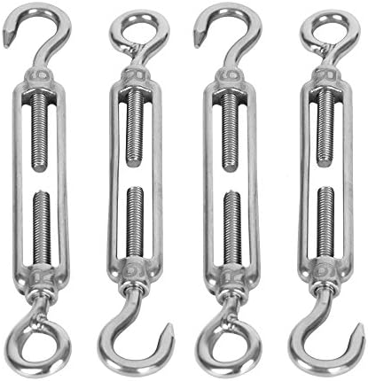 Accessbuy Stainless Steel Turnbuckle Hook& Eye Wire Rope Tensioner (M6-4pack)