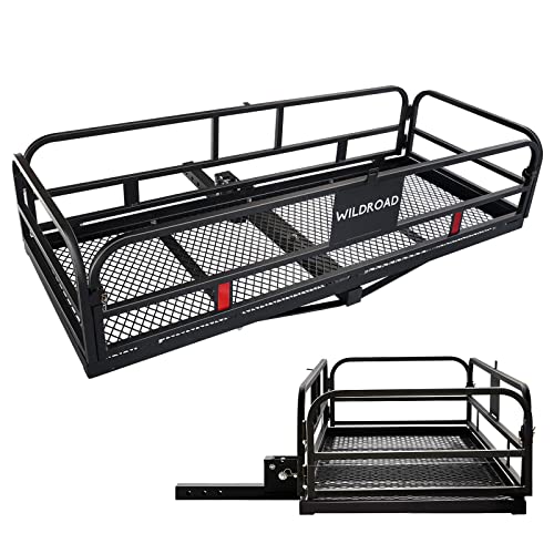 Wildroad Hitch Mount Cargo Carrier Basket 500 LBS Folding Vehicle Cargo
