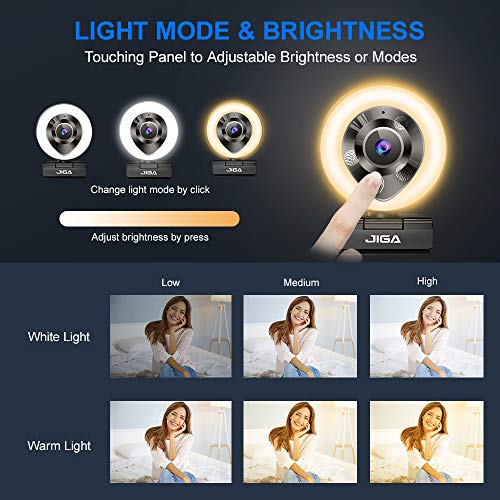 JIGA 1080P Webcam with Microphone, HD Webcam with Light, Streaming Camera for PC,USB Camera, Adjustable Brightness,Fast… - Image 2