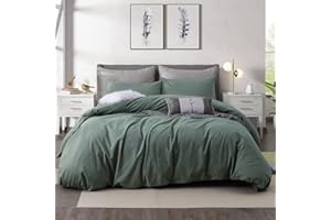 Ventidora Duvet Cover Set 100% Washed Cotton Linen-Like Texture 3 Piece Bedding Set,1200 Thread Count Luxury Soft and Comfortable,with Corner Ties(1 Duvet Cover+2 Pillowcases)