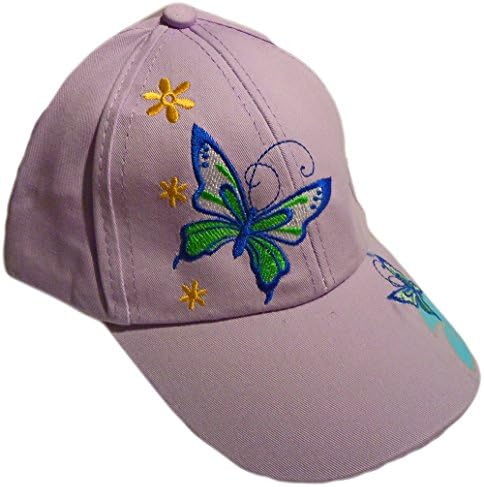 Butterfly &amp; Flowers Embroidered Girls Baseball Cap Sun Hat (Light Purple)