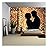 Hugs Lovers in Silhouette Against The Background of Garlands of Lights - Removable Wall Mural | Self-Adhesive Large Wallpaper - 100x144 inches
