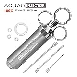 Meat Injector Kit with 2-oz Large Capacity Barrel + 3 Needles (100% 304 Stainless Steel )