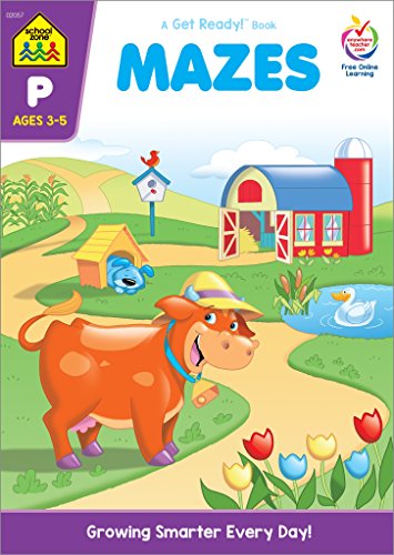 School Zone – Mazes Workbook – Ages 3 to 5, Preschool to Kindergarten, Maze Puzzles, Wide Paths, Colorful Pictures…