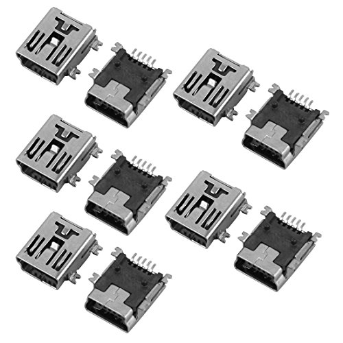 uxcell 10 Pcs Soldering Type Mini USB 5P Female Jack Connector
