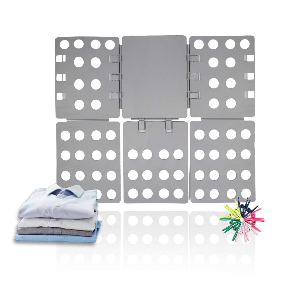 ValueHall Clothes Folder T-shirt Folding Board Adjustable Laundry Organizer Flip Fold for Shirts and Trousers V7031A (Grey)