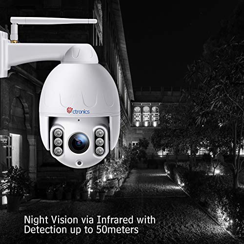 Ctronics PTZ WiFi Camera Outdoor,1080P Security IP Camera,Pan Tilt Zoom( 4 X Optical Zoom) Dome Camera,Motion Detection,165feet Night vision,Waterproof IP65,Micro SD card Up to 128GB(not included) - Thumbnail 6