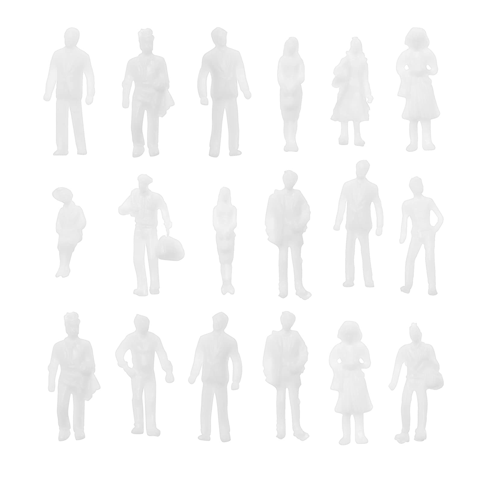 OTOTEC 100Pcs 1:150 White People Unpainted Figures Exquisite Miniature Character Models Decorative Accessories for DIY Making Mini Dollhouse Building