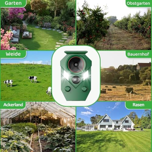 Ultrasonic Solar Cat Repeller Garden with Motion Sensor & 5 Modes, Cat Repellent and Marten Deterrent, IP65 Waterproof Against Cats, Martens, Birds and Voles