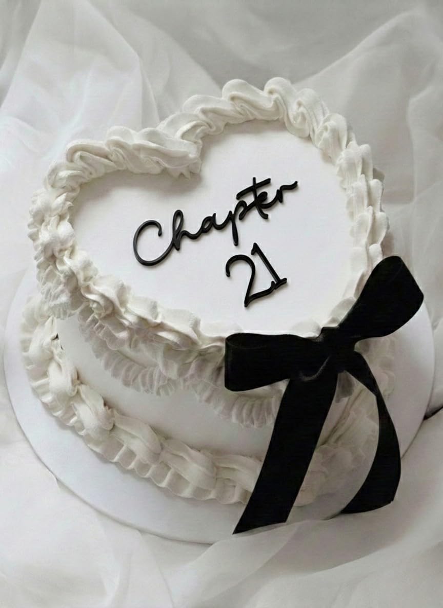 Chapter 21 Cake Topper – 21st Birthday Cake Charm, Black Gloss Acrylic, 3mm Thick, Premium Laser Cut Decoration for Twenty First Celebration Lambeth Vintage Style