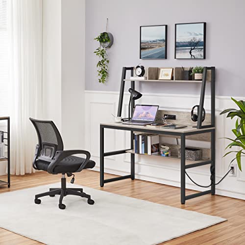 Yaheetech Home Office 47 Inch Writing Desk with Power Outlets and 2 USB