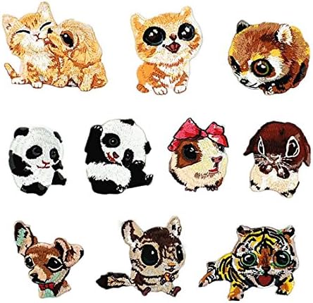 10 Pcs Iron On Cute Embroidery Dogs Patches Embroidered Motif Applique Patches Embroidery Decoration DIY Sew on Patch for Jeans, Clothing,Handbag,Cap (10Pcs)