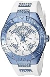 GUESS Women's U0653L2 Sporty White Silicone Watch with Sky Blue Accents and Multi-Function Dial