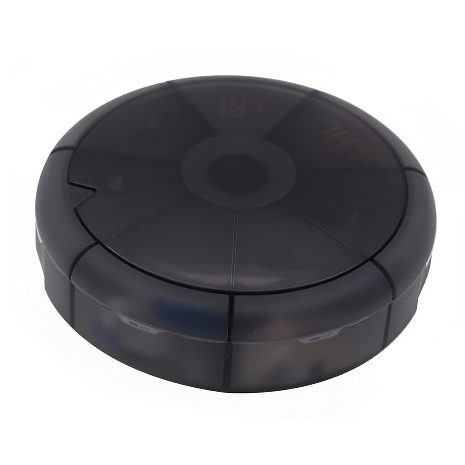 Photo 1 of Portable Lock Weekly Pill Organizer 7 Day Pills Container, Round Pill Case Travel Friendly, Daily Week Pill Reminder Case, BPA-Free Vitamin, Supplement, Fish Oil, Medication Planner (Black)