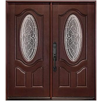 Double Door Fiberglass Prehung Front Door With Brickmould
