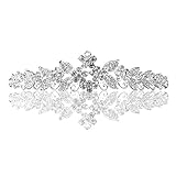 PIXNOR Crystal Rhinestones Crown Tiara Headband with Comb - Great for Wedding Bridal Bridesmaid Prom (Silver) (Silver)