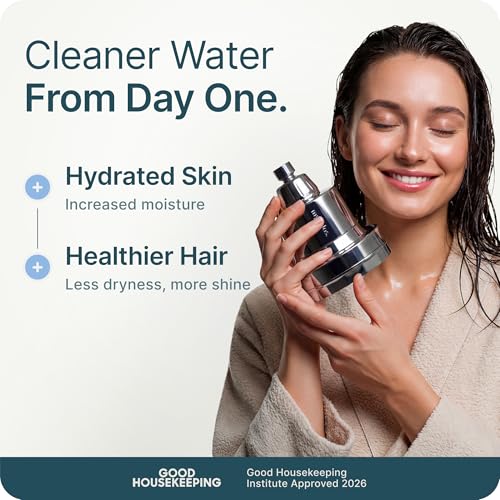 MyHalos® Filtered Shower Head for Hard Water Filter - High Pressure, Removes Chlorine - Shower Head Filter for Hard Water Softener Showerhead, Easy Install, For Hair & Skin, Filtering (Chrome)