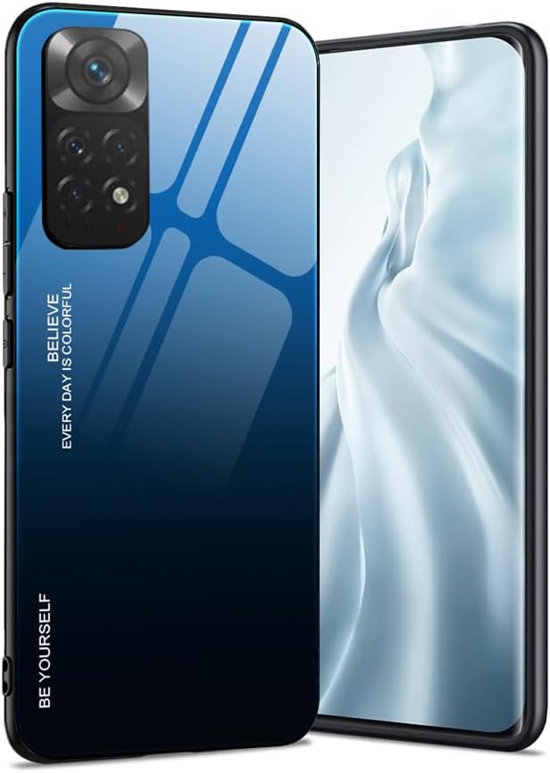 GOGME Case for Xiaomi Redmi Note 11S 11 4G, Gradient Tempered Glass Back TPU