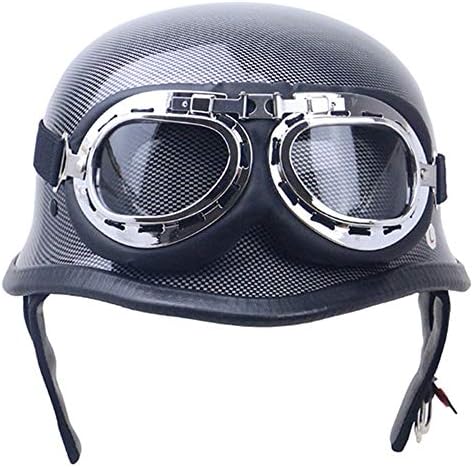 CAJUXIN New Retro Harley Motorcycle Helmet/Imitation Carbon Fiber, Four Seasons Universal Electric Car ATV Kart Half Helmet Helmet, DOT Certification Safety Helmet,L