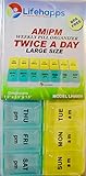 LARGE WEEKLY AM PM PILL BOX BY LIFEHAPPS -BPA Free Twice a Day Medicine Organizer with THE DAYS OF THE WEEK READING LEFT TO RIGHT 7 Day medication case for Storage of Your Daily Tablets and Vitamin