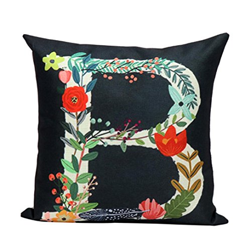 Gotd Multicolor Pillow Flower Letters Pillow Cover