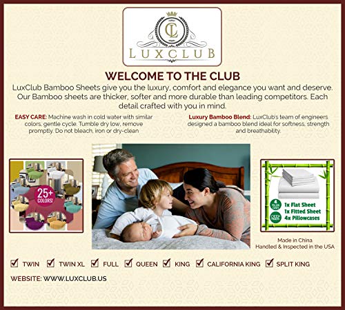 LuxClub-6-PC-Sheet-Set-Bamboo-Sheets-Deep-Pockets-18-Eco-Friendly-Wrinkle-Free-Sheets-Machine-Washable-Hotel-Bedding-Silky-Soft-Cream-Queen