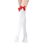 Thinp Women's Cotton Opaque Knee High Socks Smooth Edge Bow Socks Cute Soft Knee Uniform Dress Sock with Bow Lolita Gothic