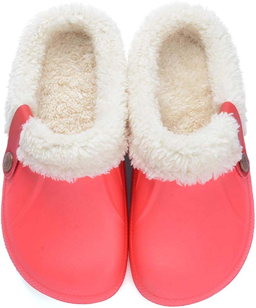 slipper shoes amazon on Amazon Com Aconhop Clog Slippers Fluffy Fleece Lined Winter Indoor Outdoor Non Slip House Home Slip On Garden Shoes Men Women Slippers