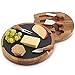 VonShef Round Slide Out Acacia Wood and Slate Cheese Serving Board with 4 Piece Specialist Knife Set, 11.8 Inch Diameter