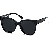 LYZOIT Trendy Oversized Cat Eye Polarized Sunglasses for Women Big Large Cateye Sun glasses