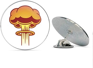 Amazon Com Brk Studio Simple Atomic Explosion Mushroom Cloud Cartoon Round Metal 0 75 Lapel Pin Hat Shirt Pin Tie Tack Pinback Jewelry