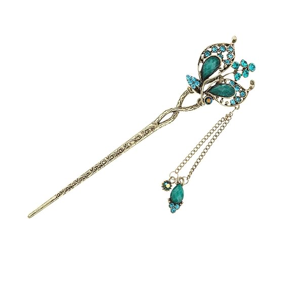 Haarstab Haarnadel Strass Haarschmuck Hairpin Hair Stick Vintage Schupostift Blume Haarnadel Bunten Strass-Haarstock # 10