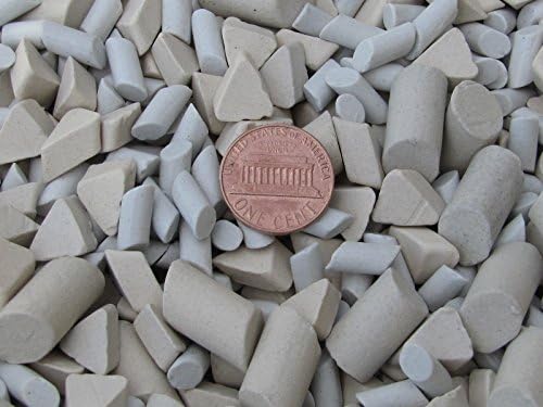 Ceramic Tumbling Media Mixed 9 Lbs. 3/16" X 3/8" &amp; 3/8" X 5/8" Cylinder, 3/8" X 1/4" Triangle Lapidary Rock Tumbler Tumble P - Polish – White – Non-Abrasive