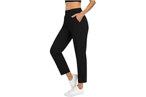 Women's High Waisted Slim Fit Yoga Pants Stretchy Ankle Length Casual Slacks with Pockets Ladies Legging Trouser