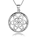 Chuvora 925 Sterling Silver Seed of Life Mandala 28 mm Round Circle Charm Pendant Necklace, 18 inches