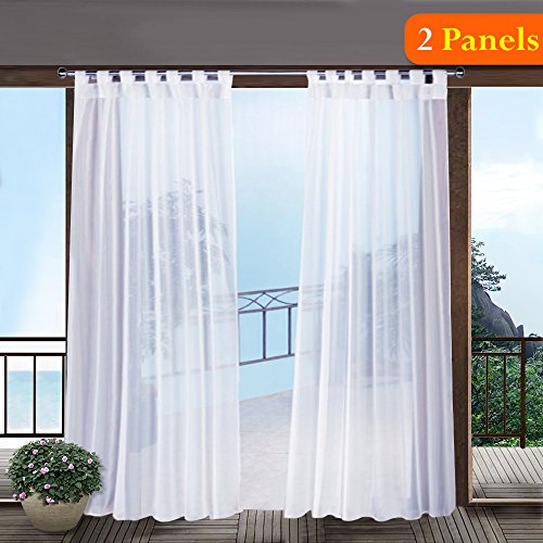 Buy RYB HOME Outdoor Sheer Curtains for Porch Pergola Sunlight/UV Protected Exterior White