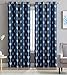 HLC.ME Arrow Printed Blackout Room Darkening Thermal Grommet Window Curtain Drape Panels for Bedroom - Set of 2 - Navy Blue - 84