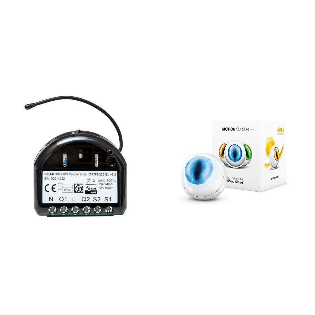 Fibaro FGS-223, Negro & FGMS-001 - Sensor de Movimiento LED,