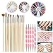 Nail Art Set, ETEREAUTY Nail Art Tools Fashion Design 15pcs Gold Wooden Nail Art Brush, 30 Rolls of Striping Tape Gold Tweezer Gold and Silver Studs Decorations Nail Rhinestones Gold Nail Art Studs