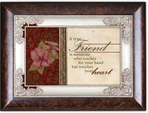 Cottage Garden True Friend Reaches for Your Hand Burlwood Jewelry Music Box Plays Amazing Grace