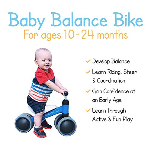 Ashtonbee Baby Balance Bike - Indoor Outdoor Blue Bicycle for Children Ages 10-24 Months