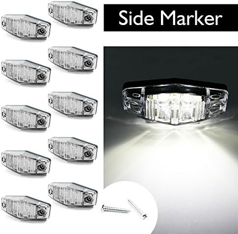 " Purishion 10x 2 LED Clearence Light Front Rear Side Marker Indicators Light for Truck Car Bus Trailer Van Caravan Boat, Taillight Brake Stop Lamp 12V" (White)
