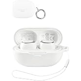 ZBAGUG Case for QCY MeloBuds A30 Earbuds, Soft Silicone Shock-Absorbing Design, Includes Keychain and Lanyard, Does Not Affect Charging, White