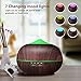 Tenswall Aromatherapy Essential Oil Diffuser, 400ml Ultrasonic Cool Mist Humidifier - Whisper Quiet Operation -7 Changing LED Lights & Auto Shut-Off - 4 Timer Settings - Dark Brown Wood Grain Color